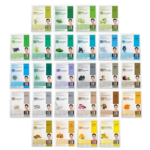 DERMAL 26  Combo Pack Collagen Essence Full Face Facial Mask Sheet for Soothing & Bright Skin